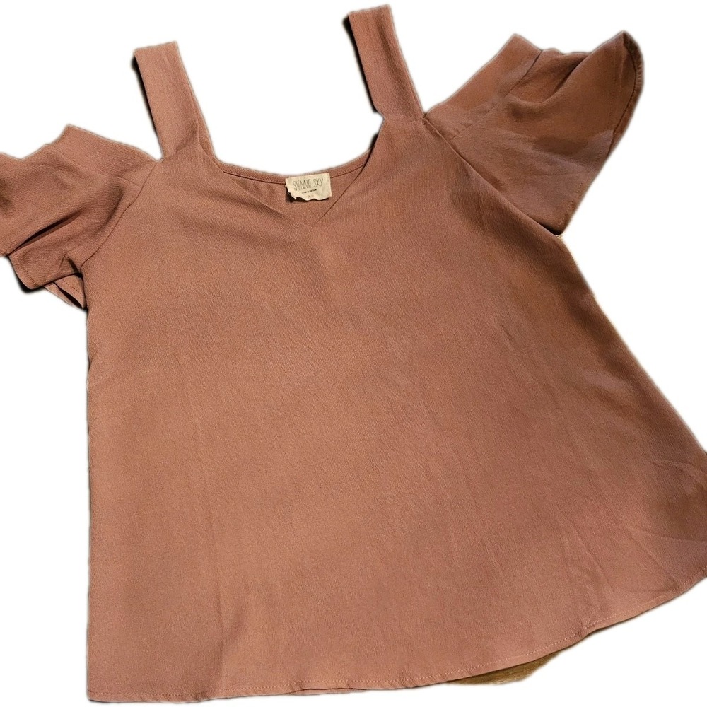 Dusty Rose Ladies Cold Shoulder Top Rayon/chiffon Type Material Sz XS